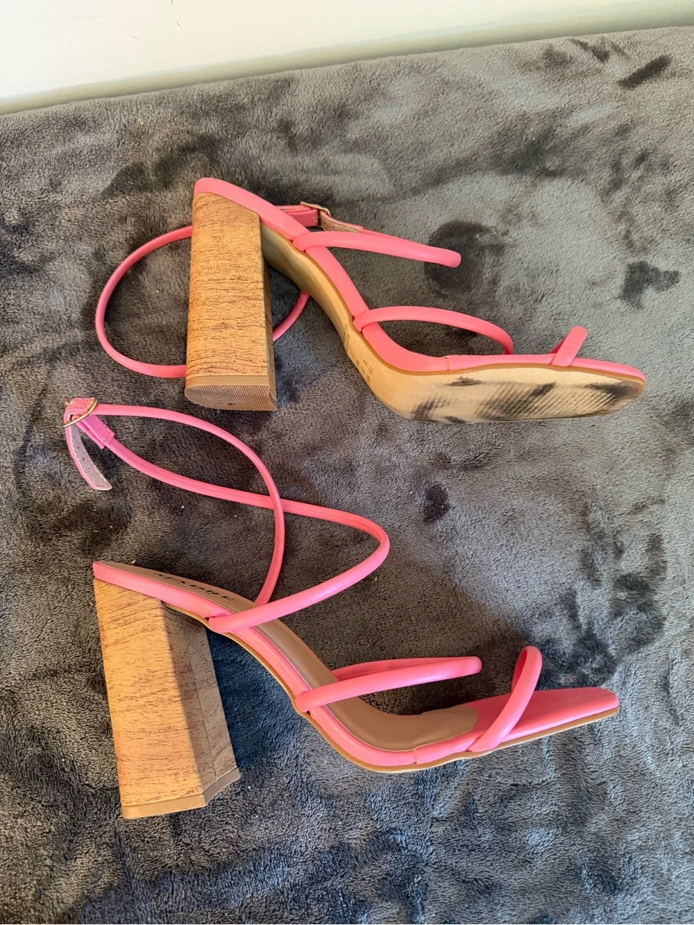 Hot Pink Strappy Block Heel Sandal